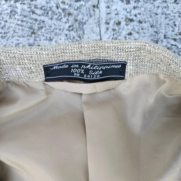 Bert Pulitzer Men Blazer Sport Coat 100% Silk Jacket Two Button Beige Size 52 - Picture 5 of 10